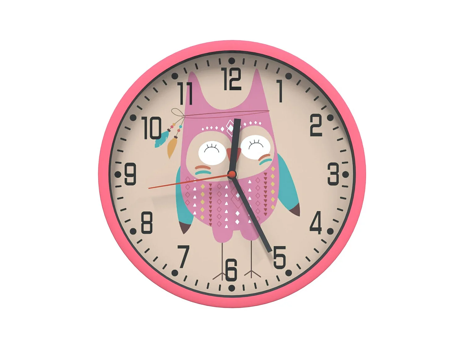 Reloj de pared poliestireno y cristal rosa Ø25,5 cm ES800693