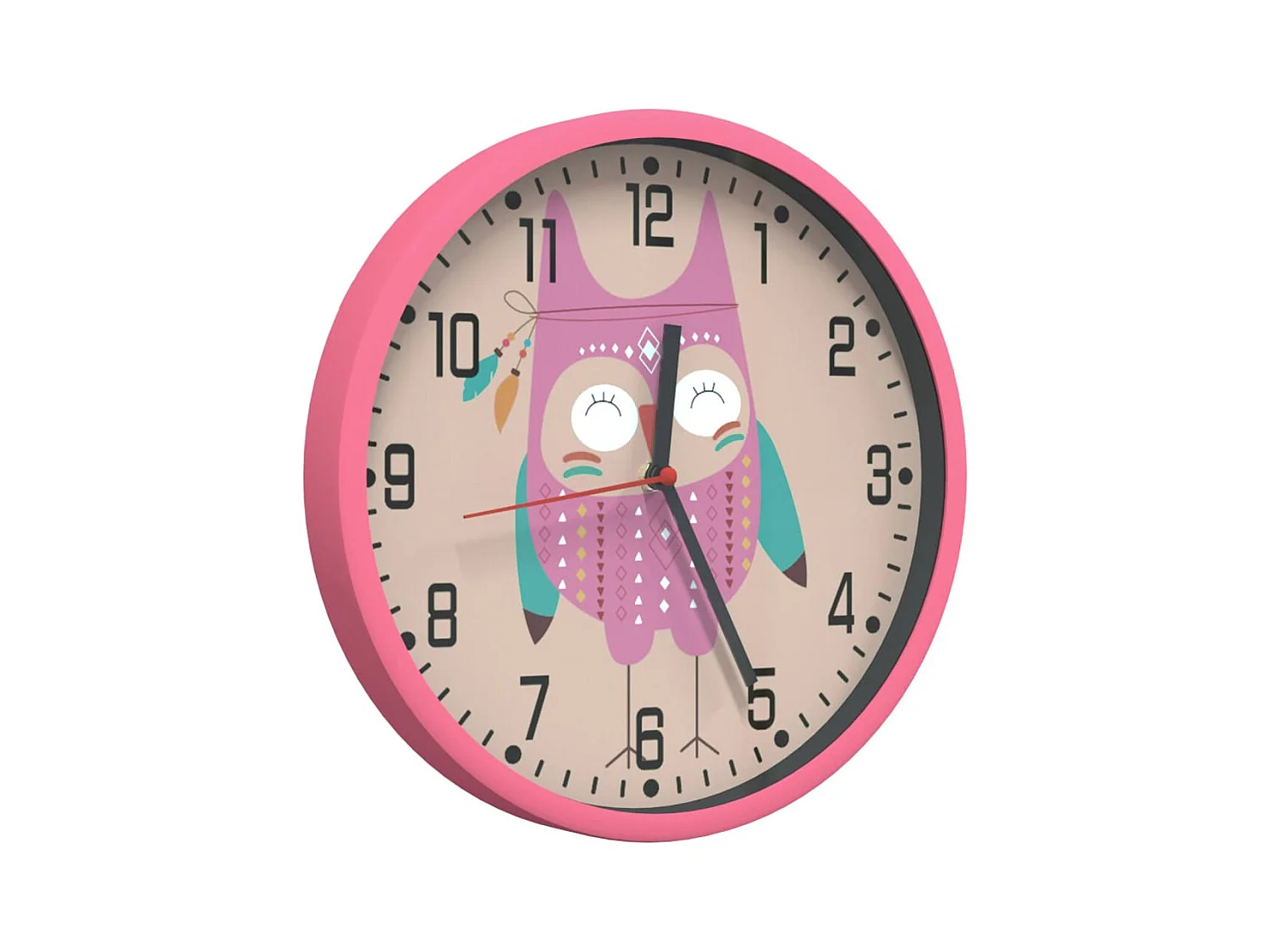 Reloj de pared poliestireno y cristal rosa Ø25,5 cm ES800693