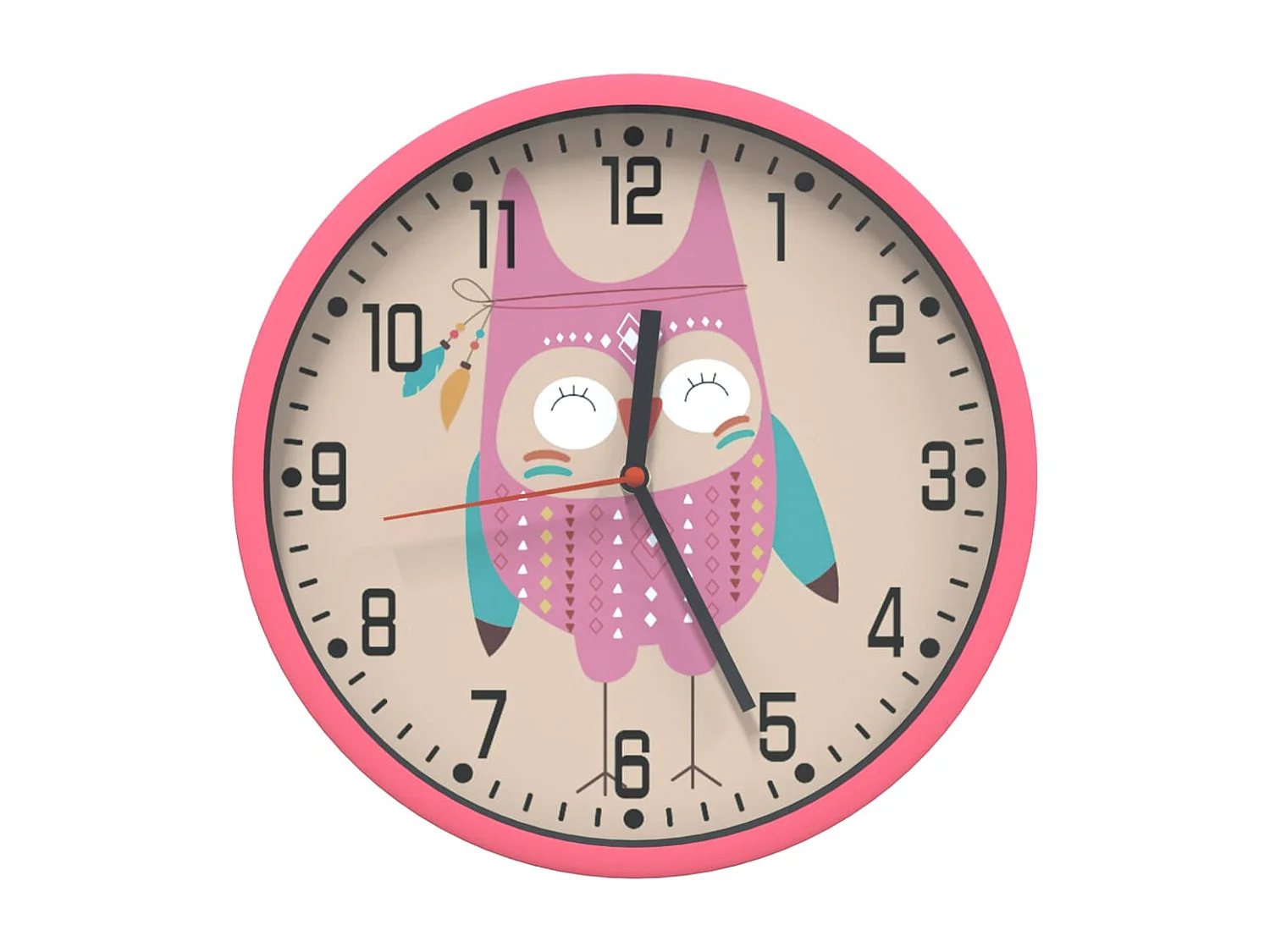 Horloge murale rose Ø25,5 cm polystyrène et verre FR273190