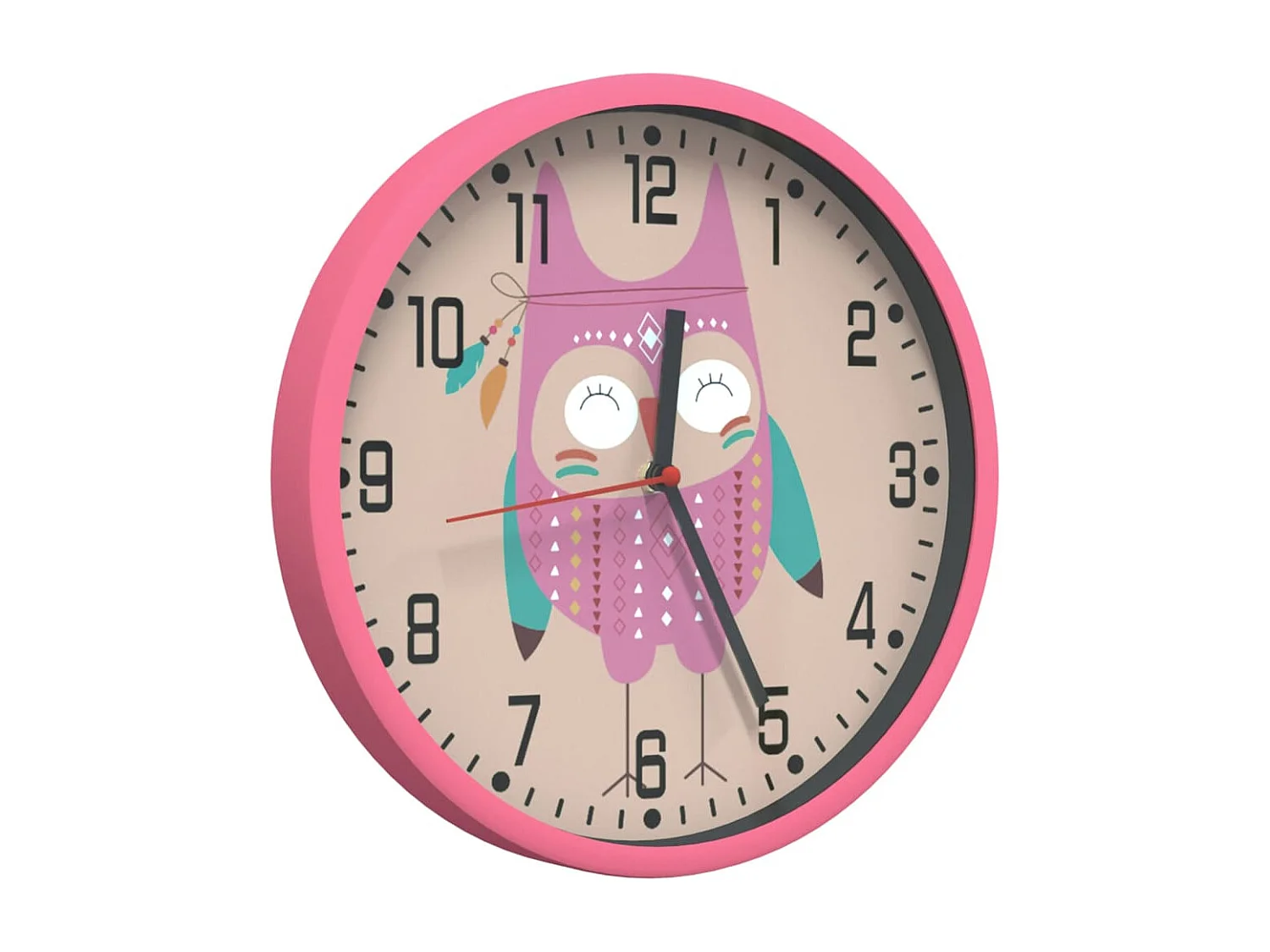 Horloge murale rose Ø25,5 cm polystyrène et verre FR273190