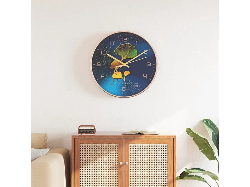 Horloge murale doré et bleu Ø29,5 cm polystyrène et verre FR222955