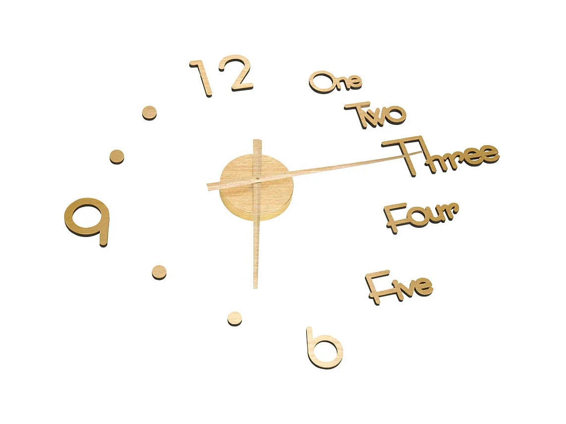 Reloj 3D de pared con diseño moderno dorado 100 cm XXL ES746394