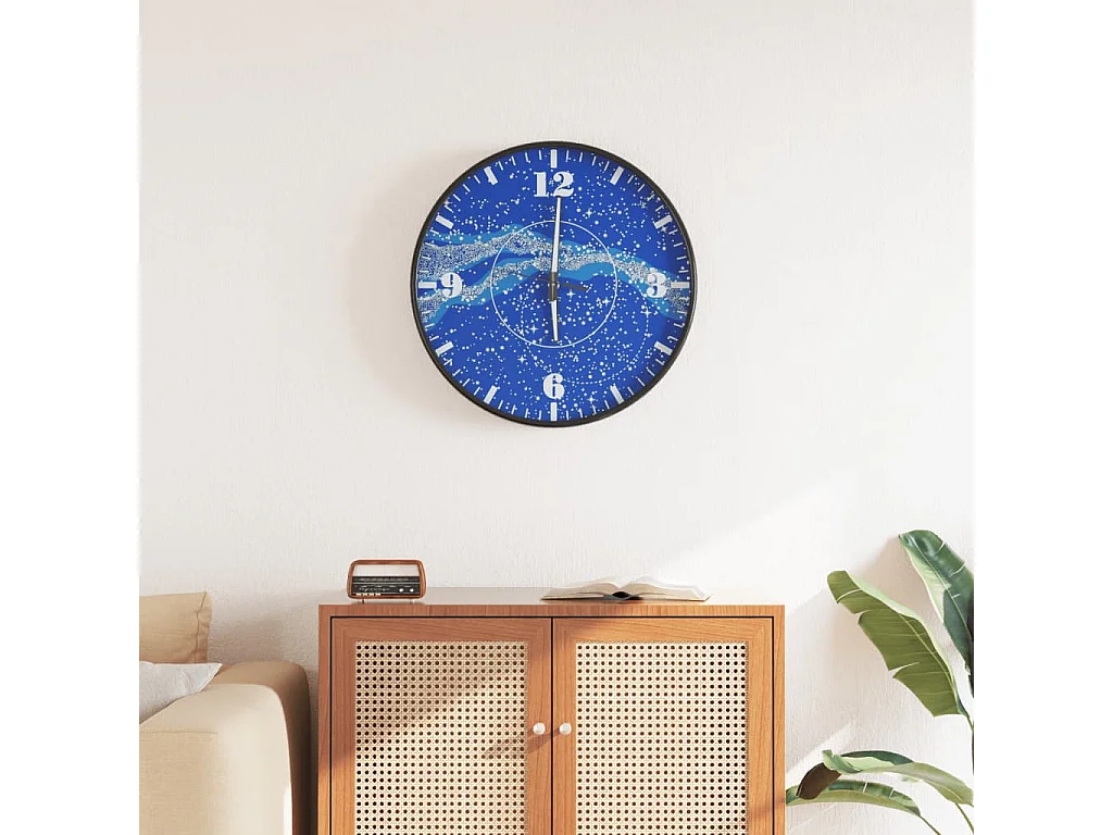 Horloge murale et échelles et aiguilles lumineuses bleu Ø30 cm FR392832