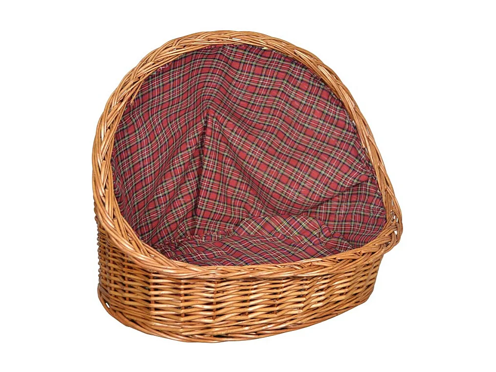 Panier pour animaux en osier avec coussin, 46x34x36 cm, petit