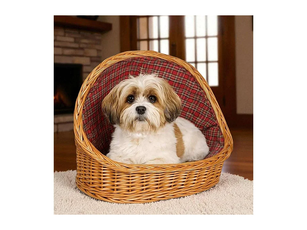 Panier pour animaux en osier avec coussin, 63x43x52 cm, grand