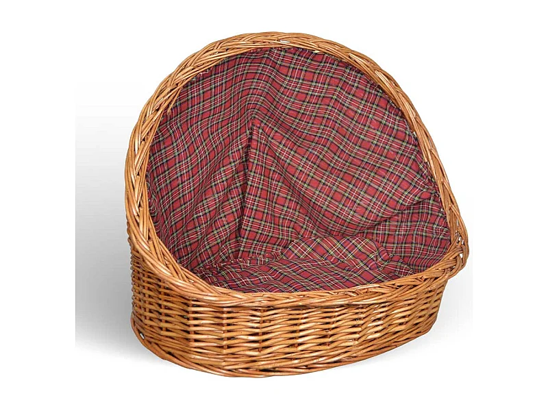 Cuccia lettiera in vimini con cuscino cesta lettino per animali 54x40x44 medium