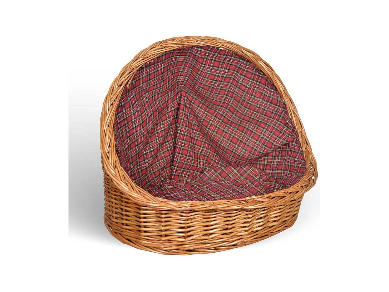 Panier pour animaux en osier avec coussin, 54x40x44 cm, taille moyenne