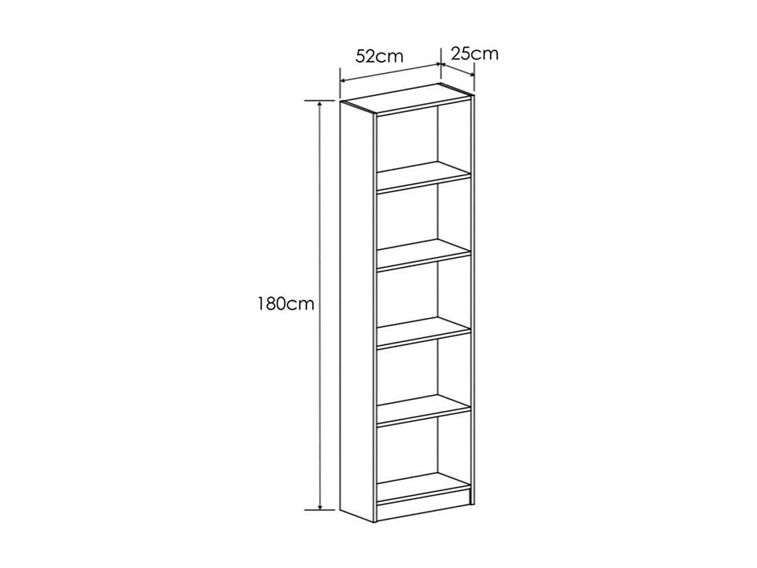 Estantería Aura 5 baldas blanco 180x52x25 cm