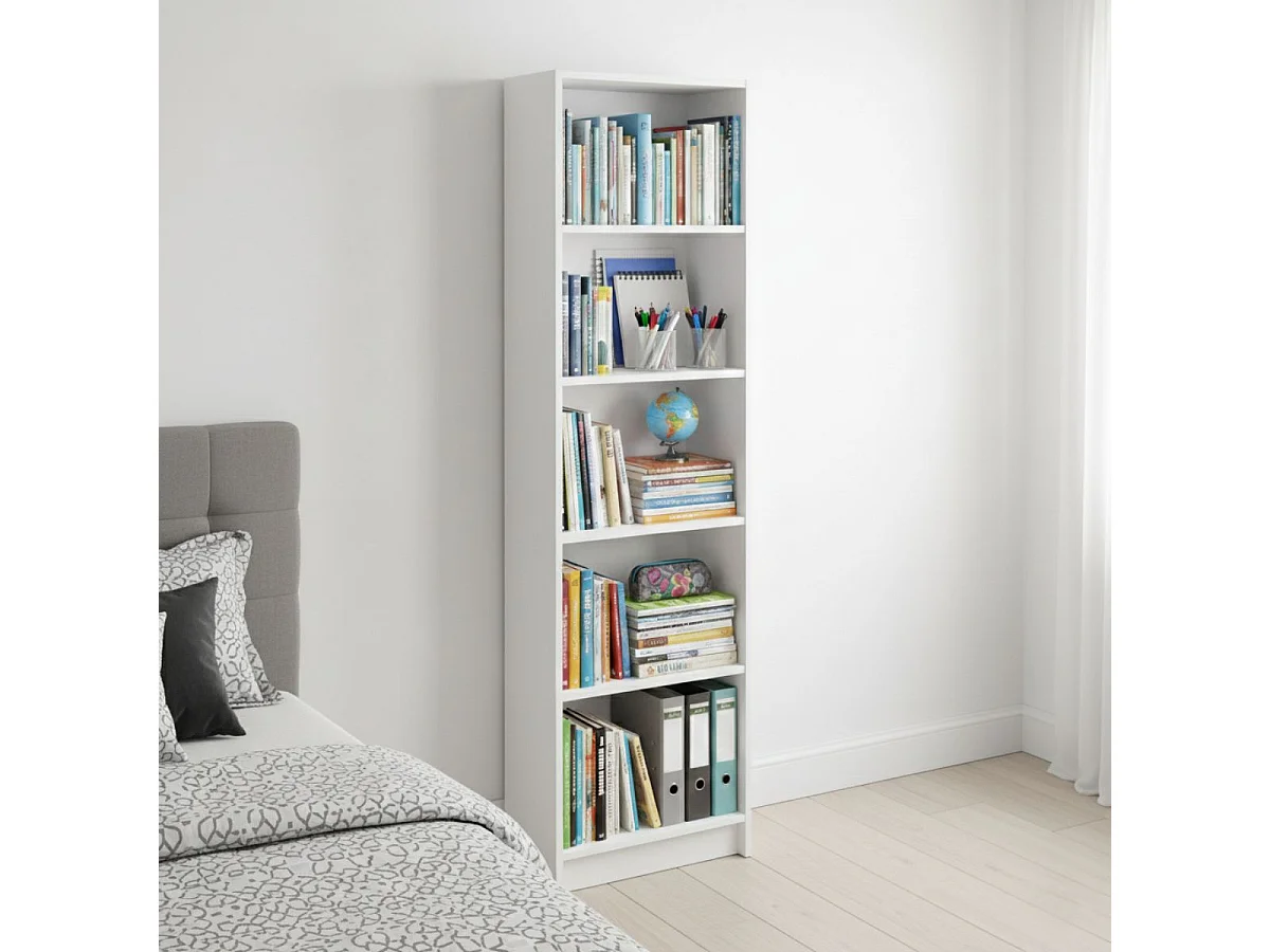 Estantería Aura 5 baldas blanco 180x52x25 cm