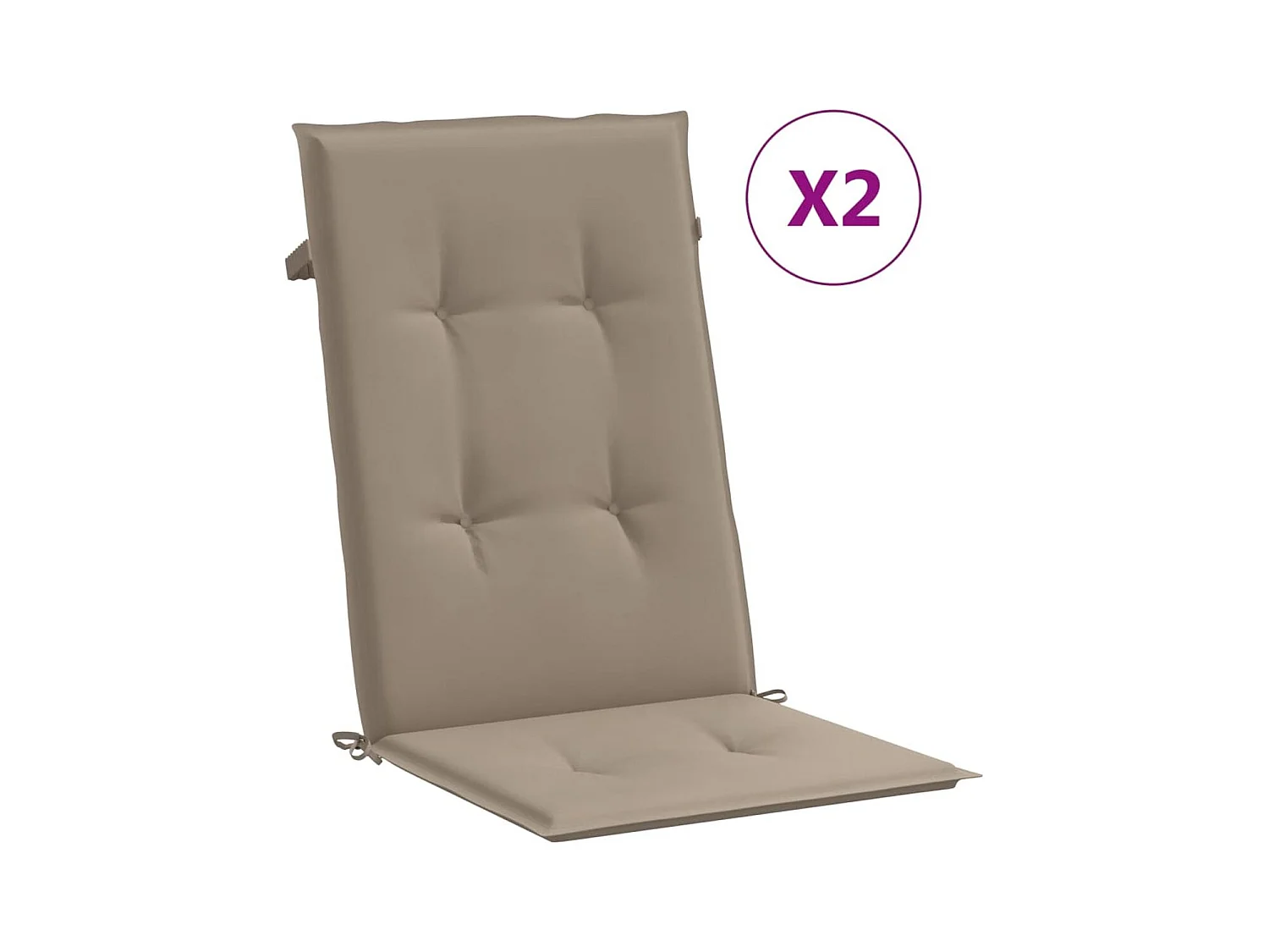 Pack de 2 cojines para silla con respaldo alto taupé 70x50x50 cm