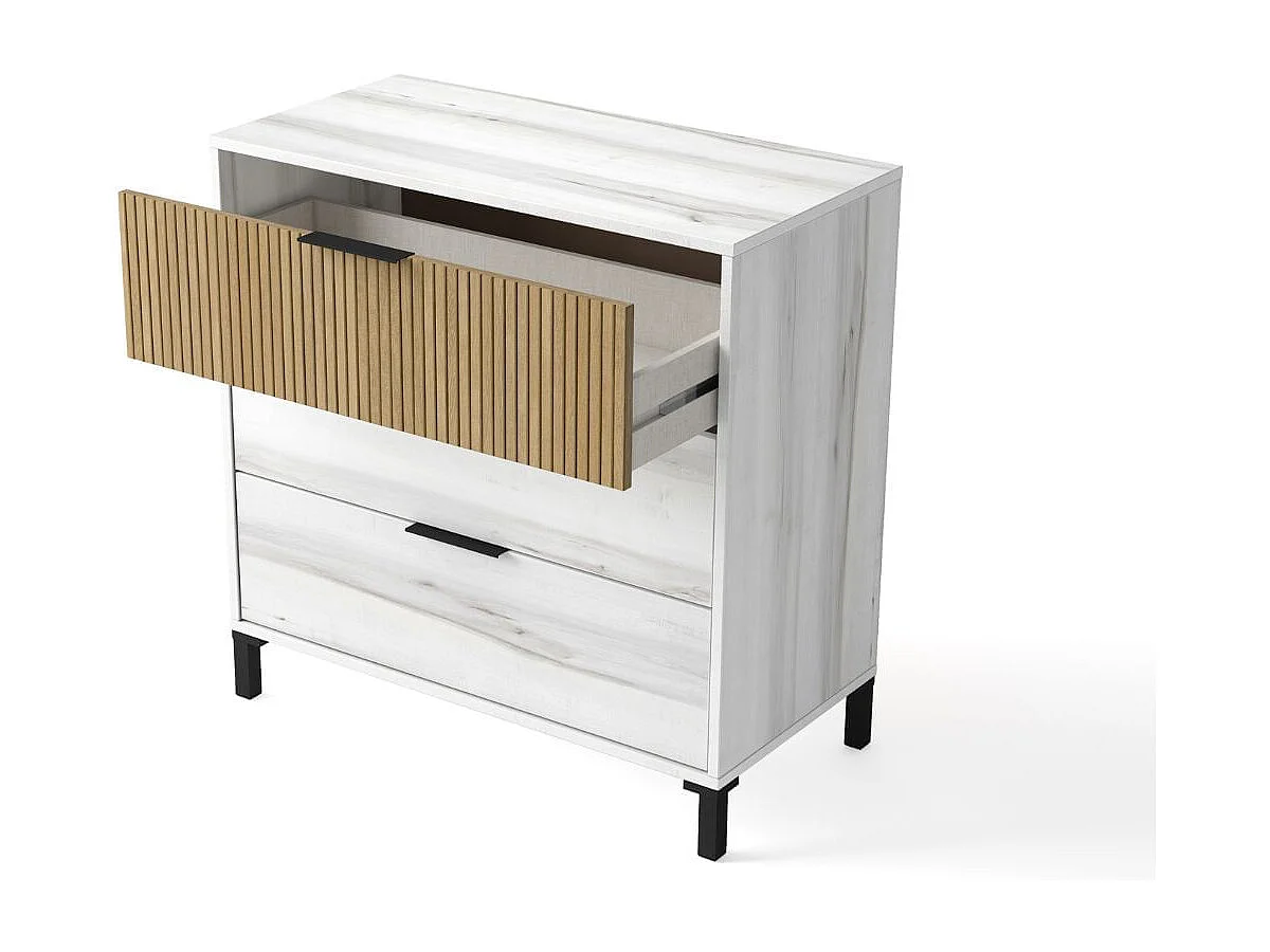 Cómoda Arles 3 cajones albo/rayado 81,3x80x40 cm