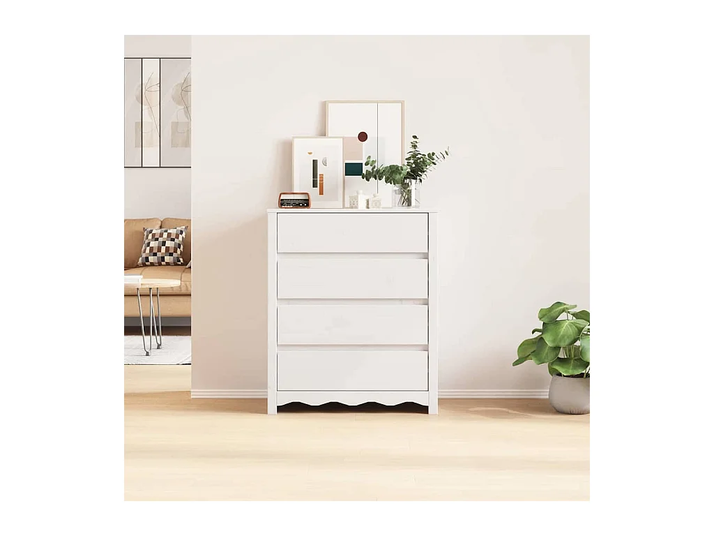 Commode Drammen Blanc 76,5 x 40 x 91 cm Bois de pin massif