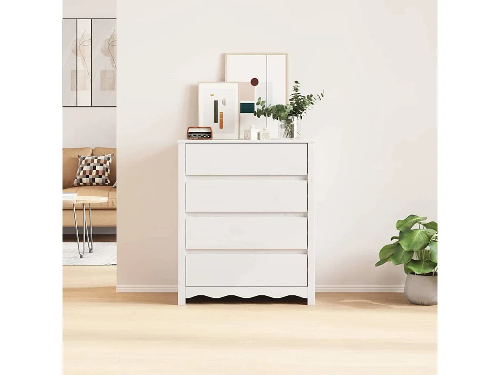 Kommode Drammen Weiß 76,5 x 40 x 91 cm Massivholz Kiefer