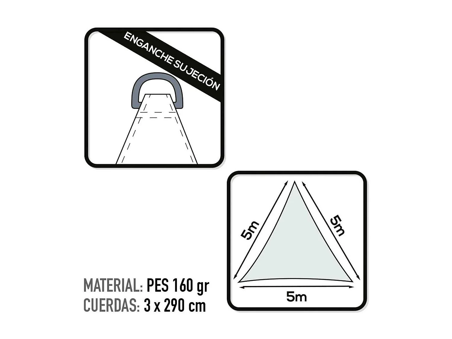 Toldo vela de sombreo Aktive Garden poliéster blanco 5x5x5m