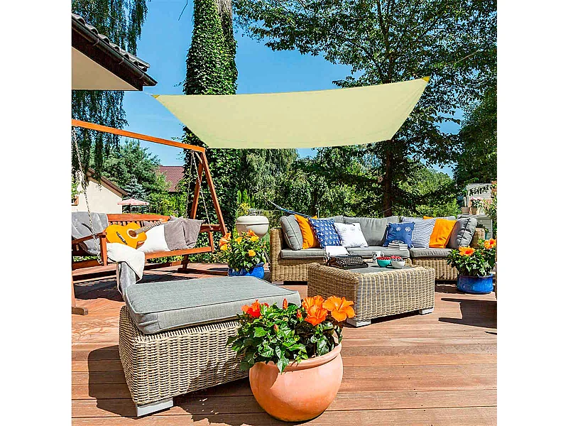 Toldo vela sombreo Aktive Garden rectangular protección UV50 poliéster crema 3x4m