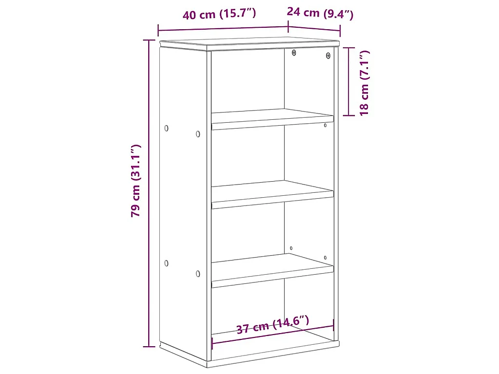 Armoire latérale ODDA blanc 40x24x79 cm bois massif pin