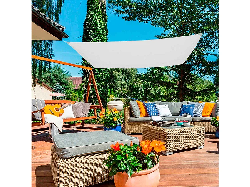Toldo vela sombreo Aktive Garden rectangular poliéster blanco 3x4m