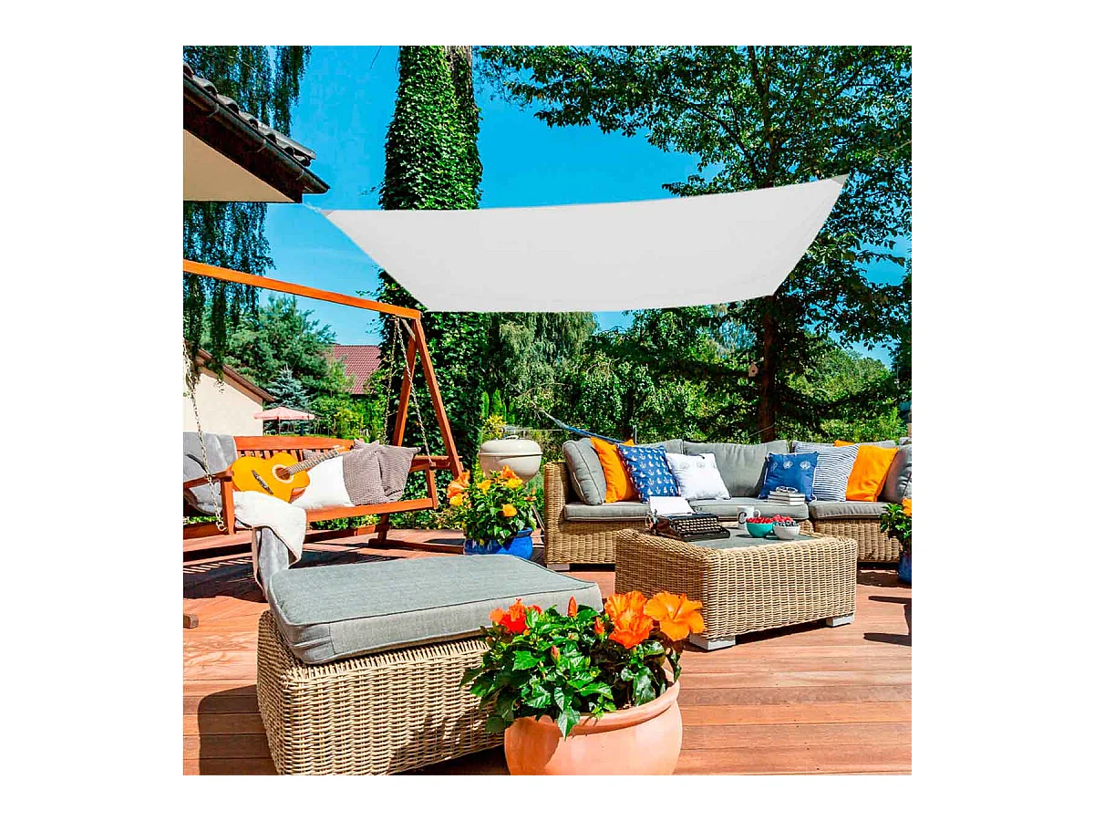 Toldo vela sombreo Aktive Garden rectangular poliéster blanco 3x4m