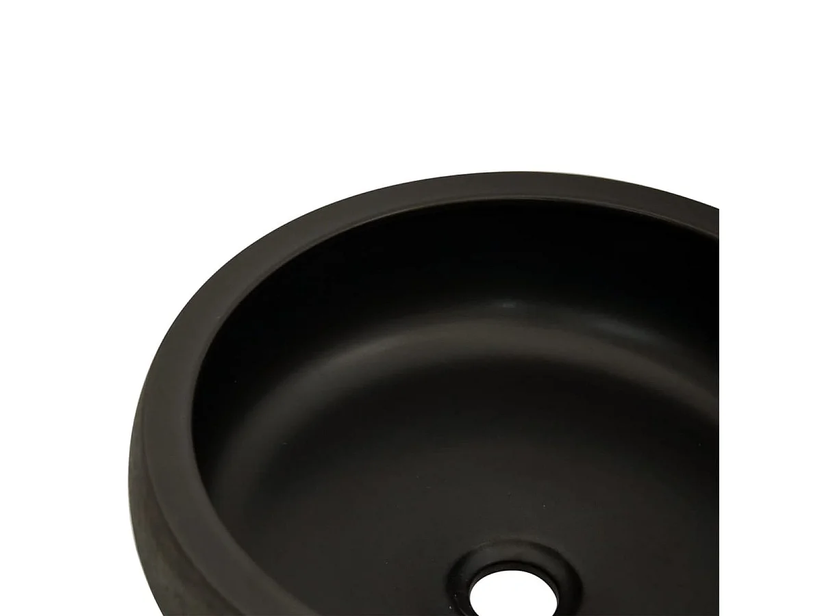 Lavatório Redondo de Cerâmica Preto e Castanho 41x14 cm para Banheiro