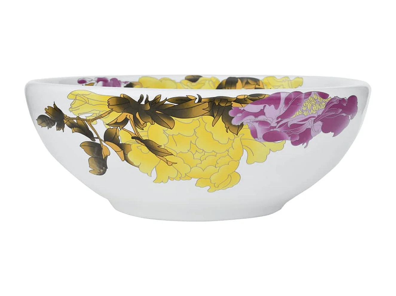 Lavatório de bancada redondo em cerâmica multicolorida de 41x14 cm