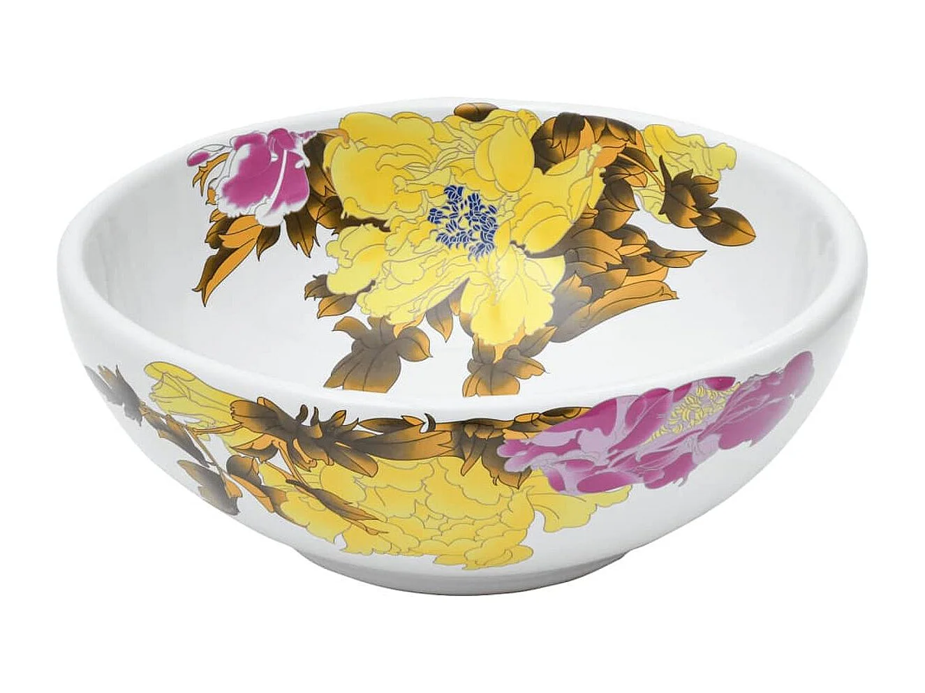 Lavatório de bancada redondo em cerâmica multicolorida de 41x14 cm