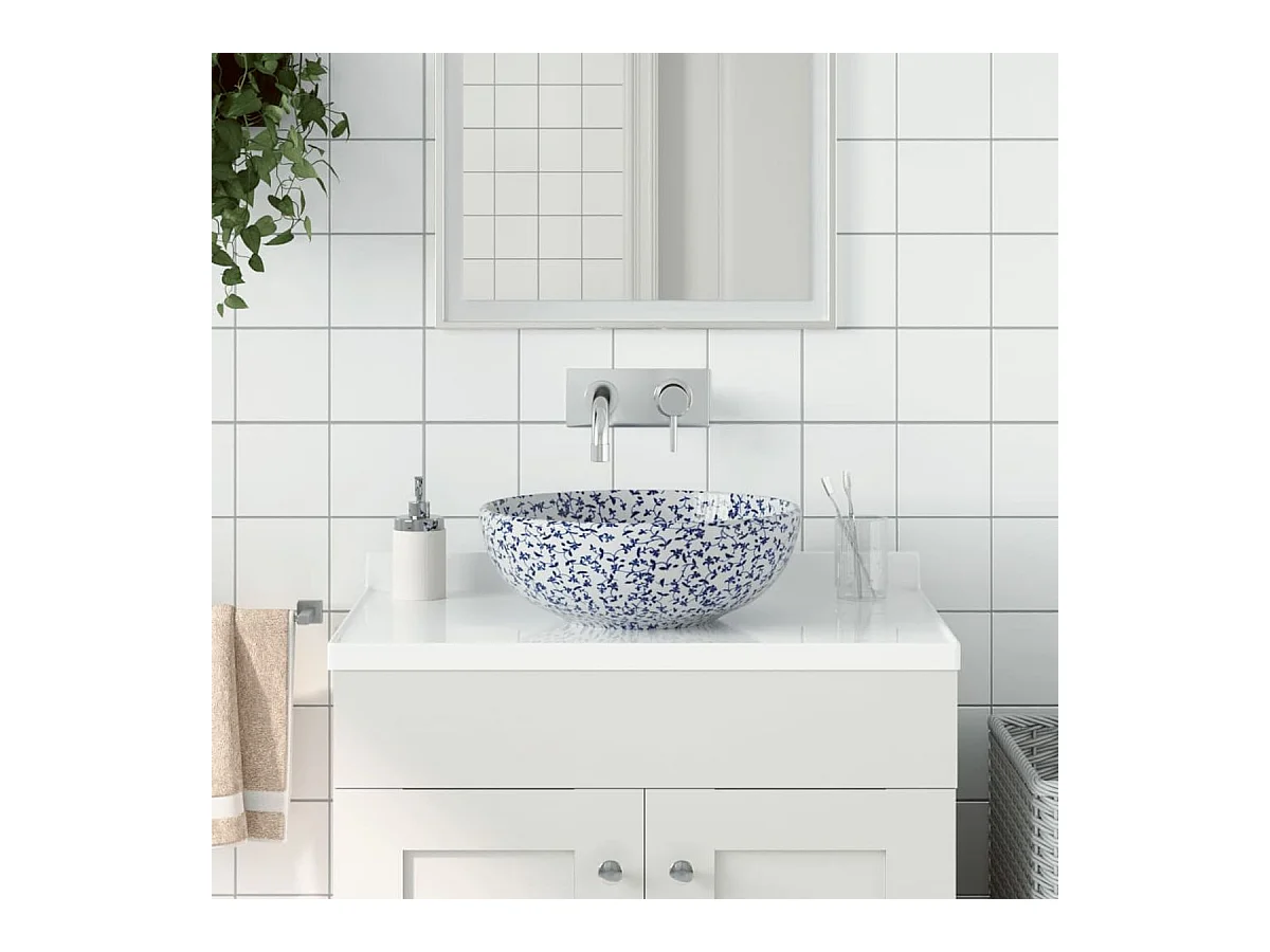 Lavabo sobre encimera Monnet cerámica blanco Ø41x14 cm