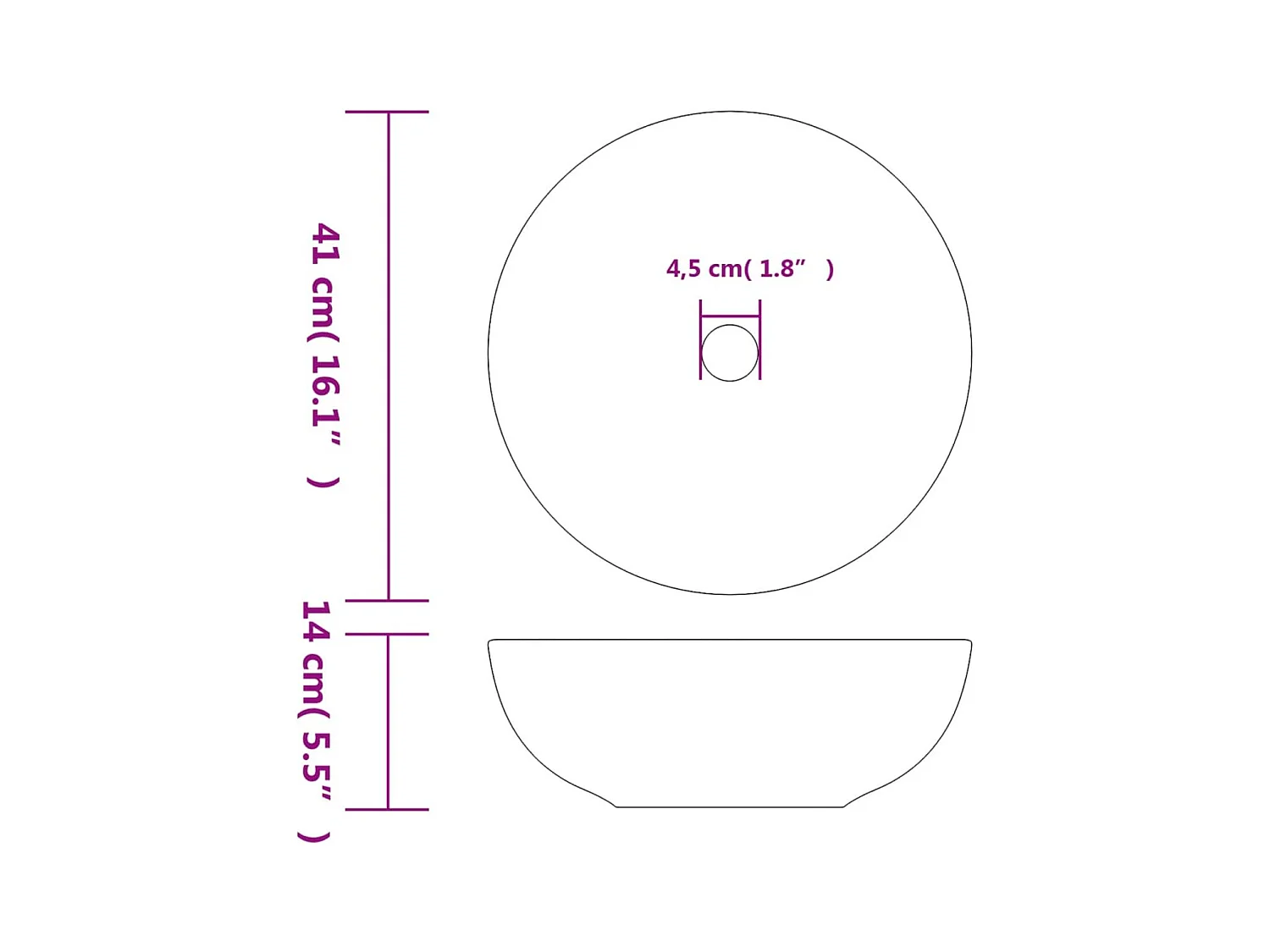 Lavabo sobre encimera Monnet cerámica blanco Ø41x14 cm