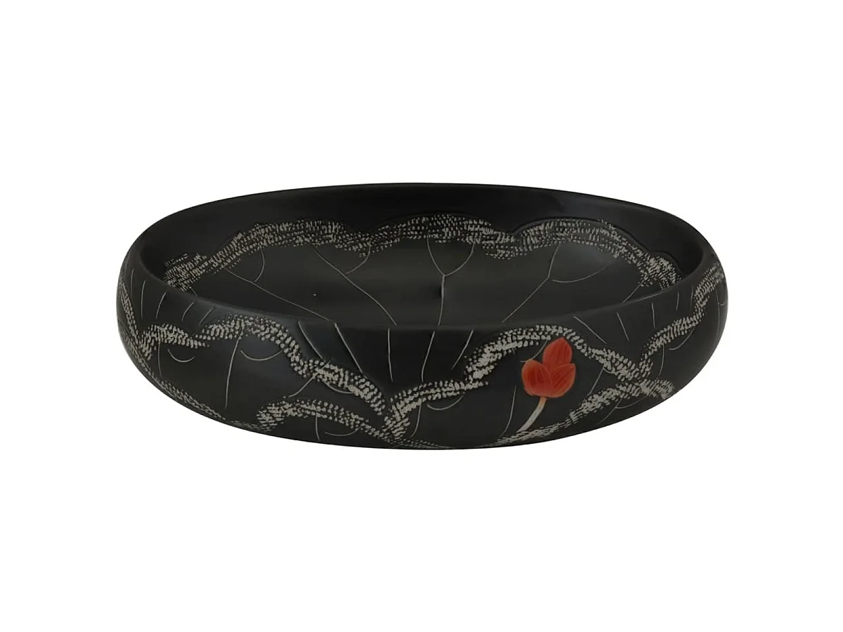 Lavabo de encimera Livha ovalado cerámica negro 15x59x40 cm