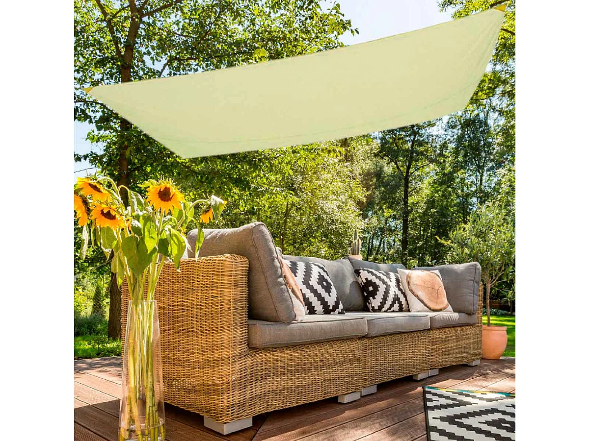Toldo vela sombreo Aktive Garden rectangular protección UV50 poliéster crema 2x3m