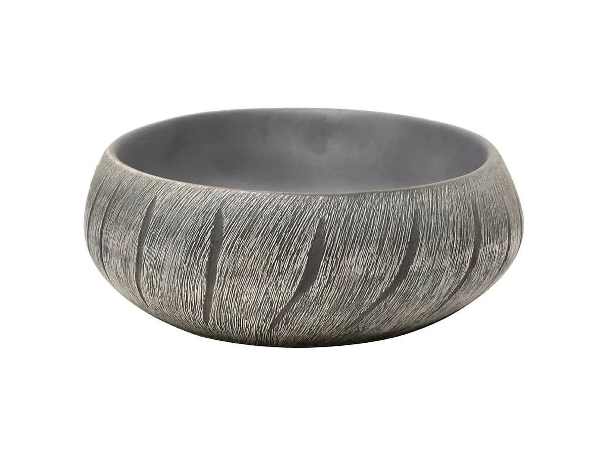 Lavatório de Bancada Oval de Cerâmica Preto e Cinza 59x40x15 cm - Elegância para o Seu Banheiro