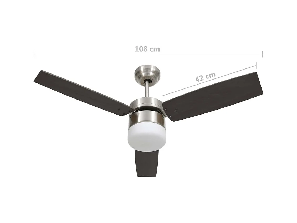 Ventilateur de plafond lampe et télécommande 108cm Marron foncé
