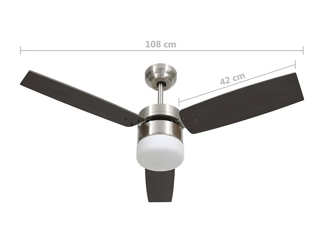 Plafondventilator met lamp afstandsbediening 108 cm donkerbruin