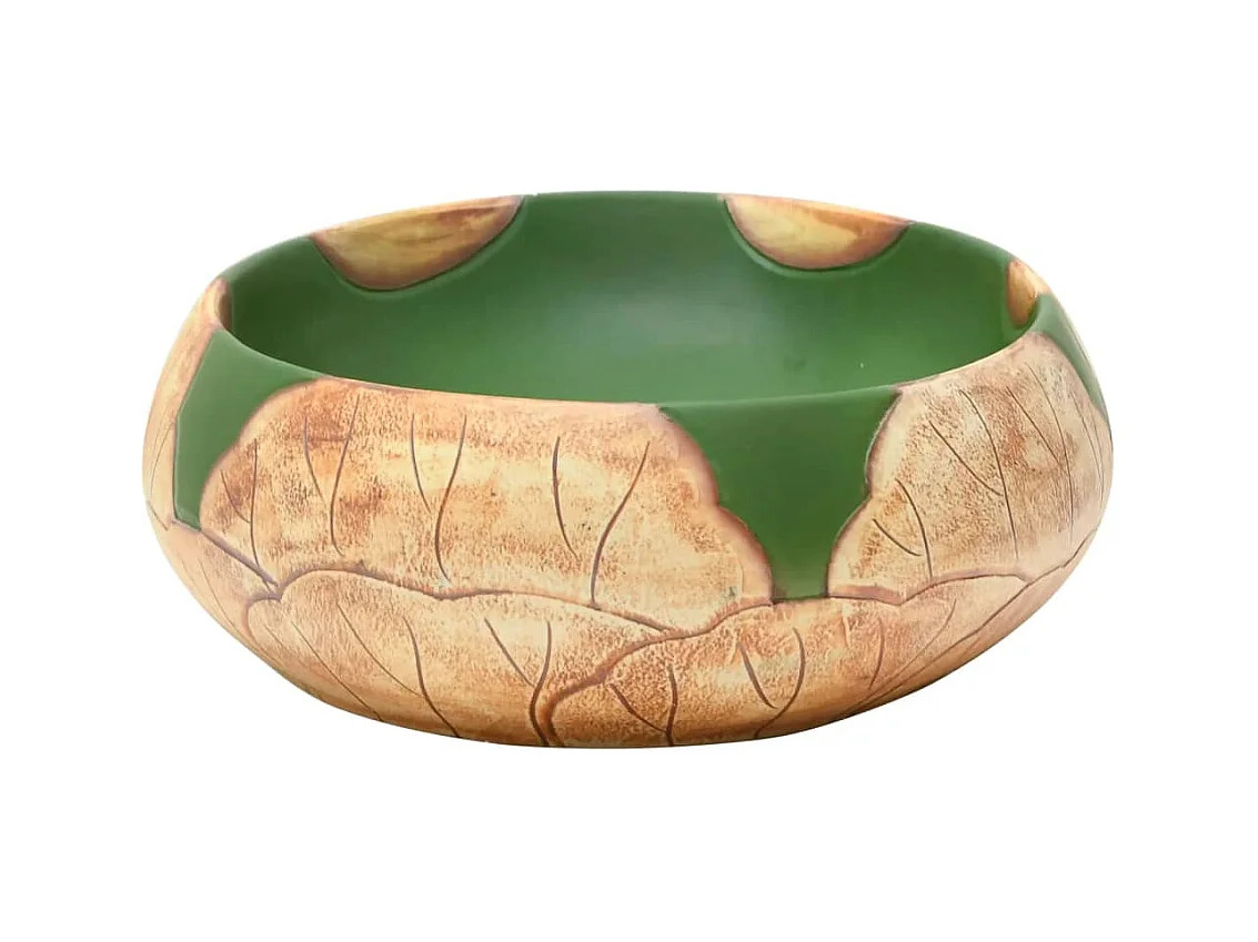 Lavabo de encimera Livha ovalado cerámica verde/marrón 15x59x40 cm