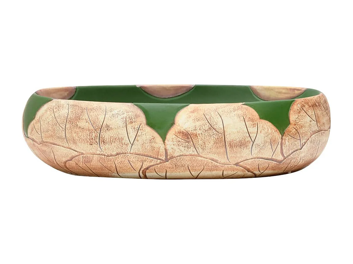 Lavabo de encimera Livha ovalado cerámica verde/marrón 15x59x40 cm