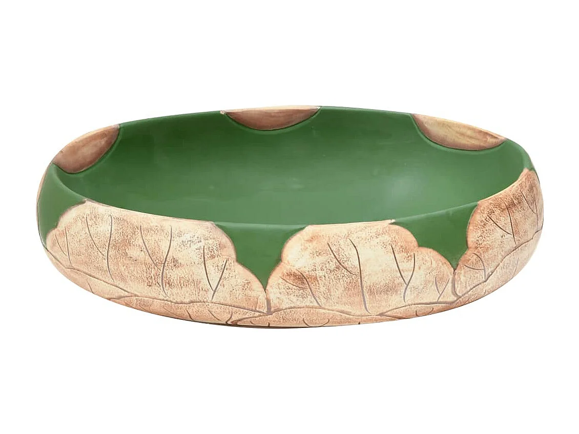 Lavabo de encimera Livha ovalado cerámica verde/marrón 15x59x40 cm