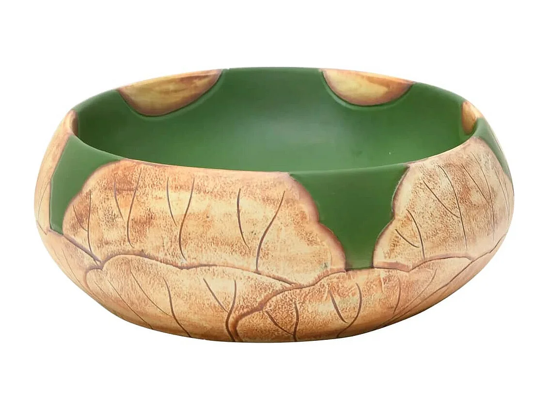 Lavabo de encimera Livha ovalado cerámica verde/marrón 15x59x40 cm