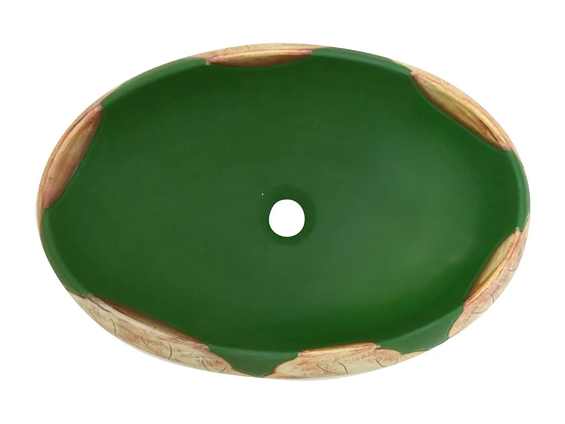 Lavabo de encimera Livha ovalado cerámica verde/marrón 15x59x40 cm