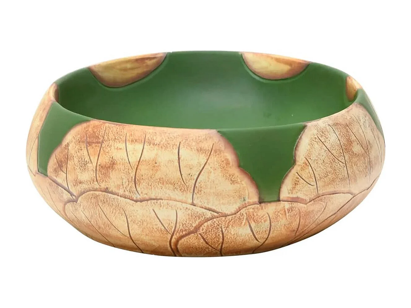 Lavabo de encimera Livha ovalado cerámica verde/marrón 15x59x40 cm