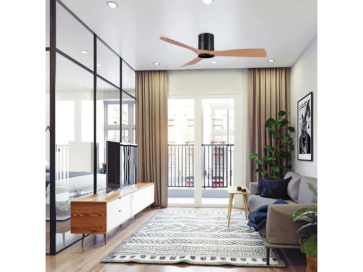 Ventilador de techo Siroco Off Bel Air 3 aspas negro/haya Ø130 cm