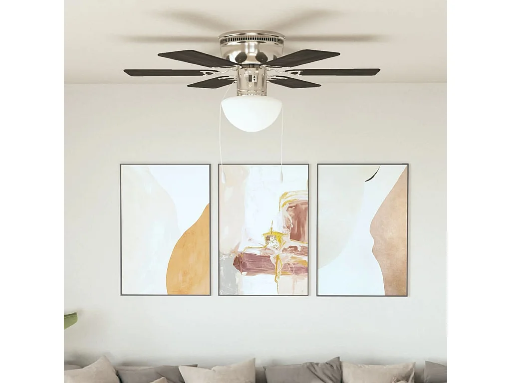 Ventilateur de plafond orné avec lumière 82 cm Marron foncé