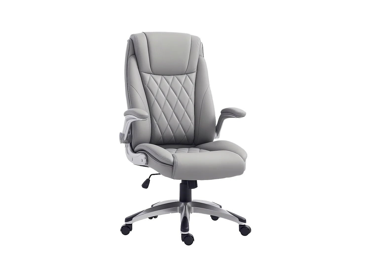 Sedia da ufficio ergonomica e imbottita con ruote grigia