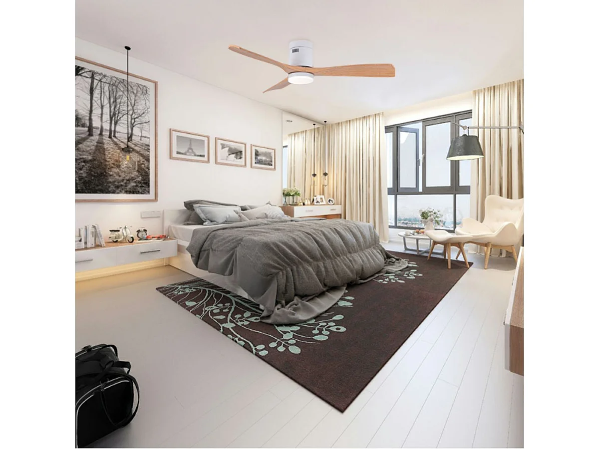 Ventilador de techo Cefiro On Bel Air 40W 3 aspas con luz LED blanco/haya Ø130 cm