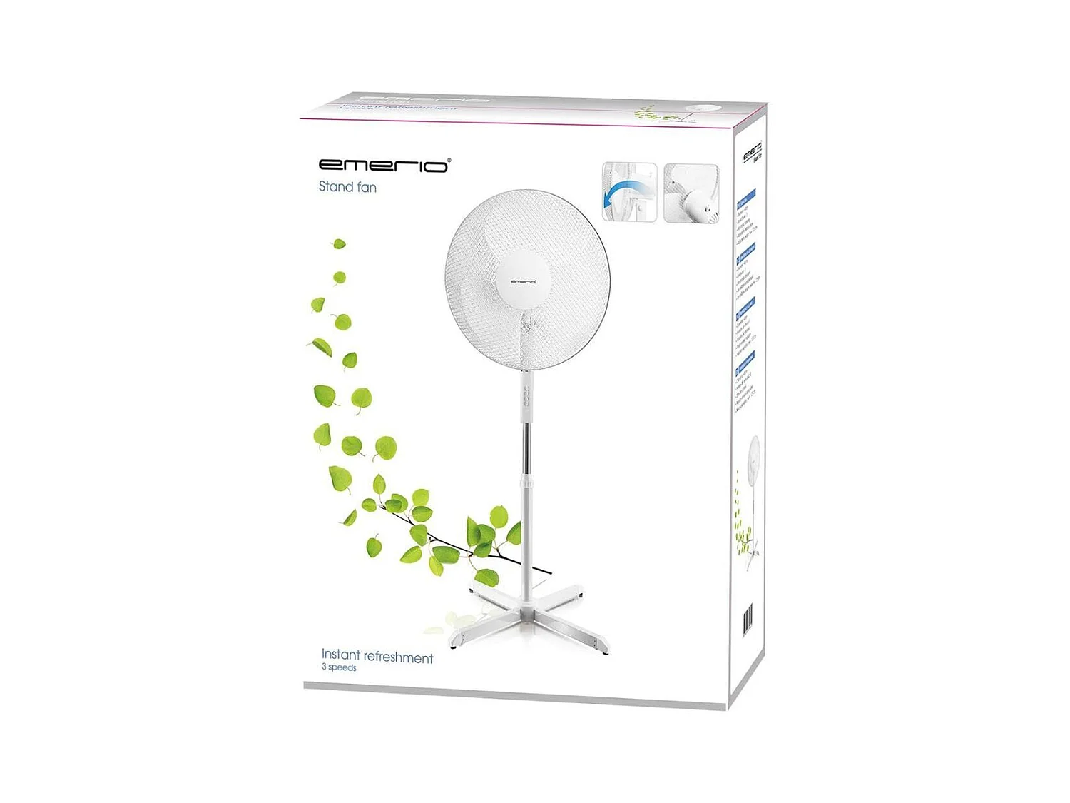 Ventilador de pie Emerio FN114204 45W 3 velocidades oscilante blanco Ø44 cm