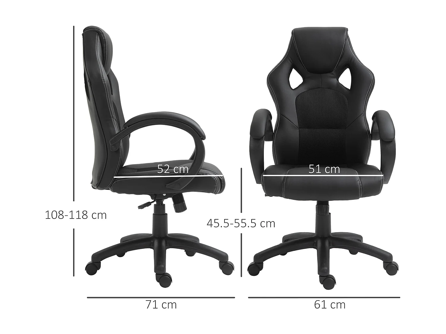 Poltrona ufficio gaming regolabile in pu nero