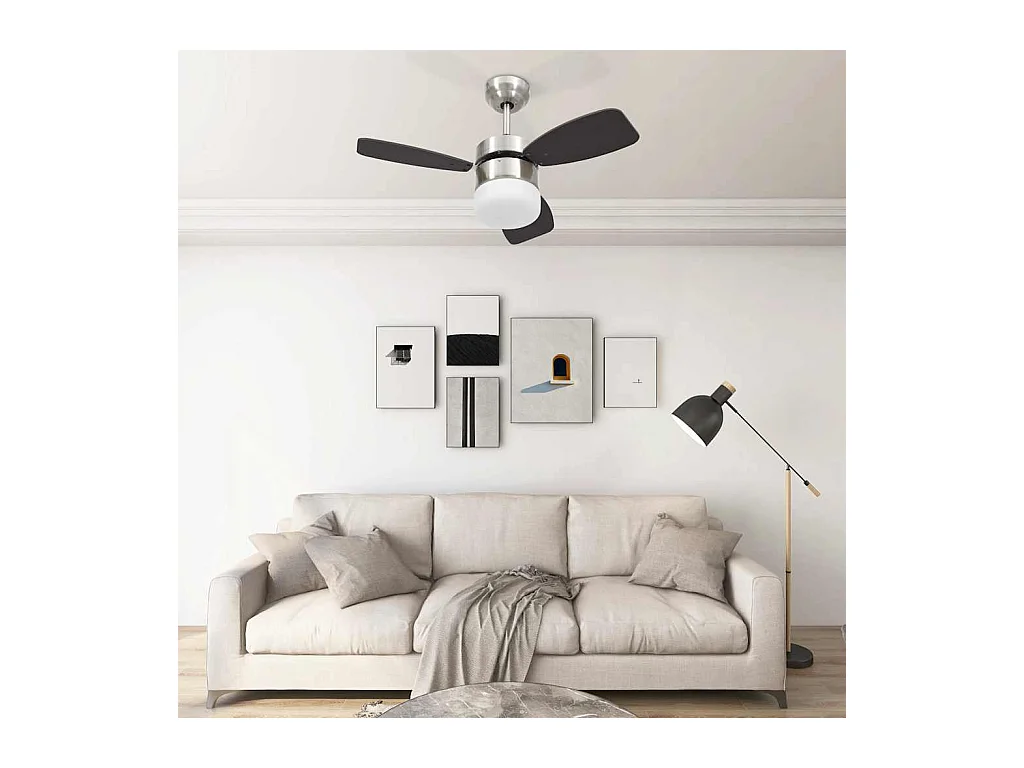 Ventilateur de plafond lampe et télécommande 76 cm Marron foncé