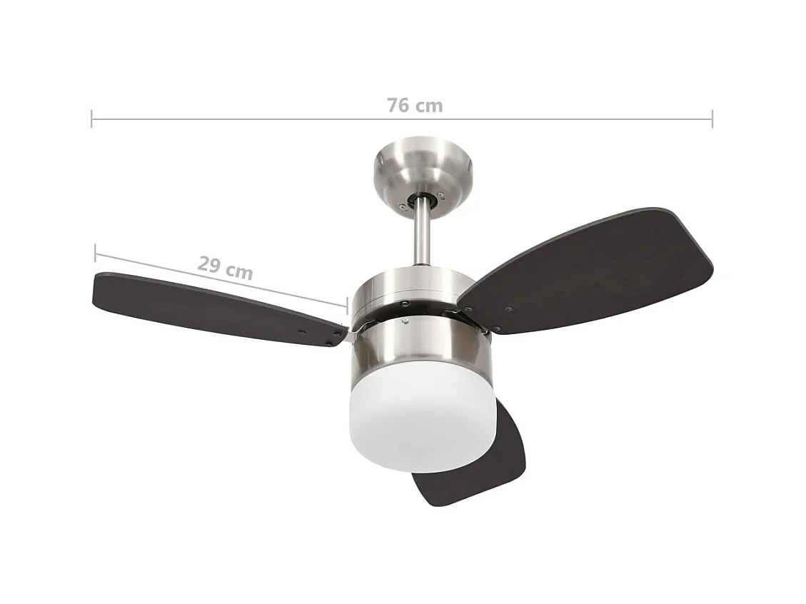 Ventilateur de plafond lampe et télécommande 76 cm Marron foncé