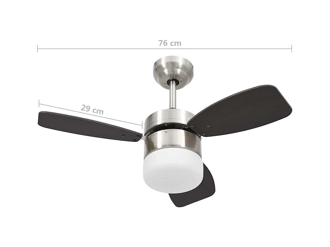 Ventilateur de plafond lampe et télécommande 76 cm Marron foncé