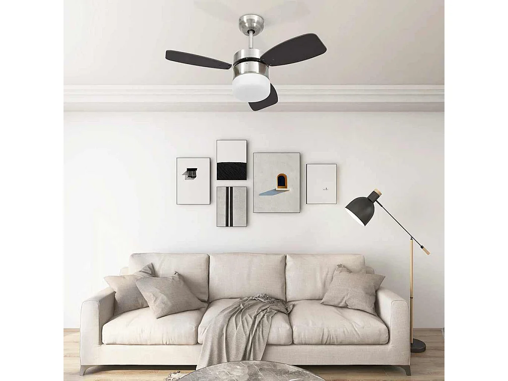 Ventilateur de plafond lampe et télécommande 76 cm Marron foncé