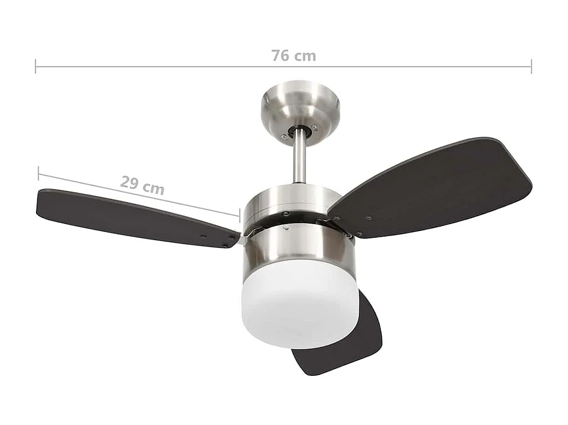 Ventilateur de plafond lampe et télécommande 76 cm Marron foncé