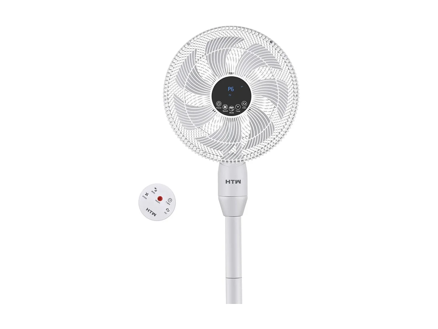 Ventilador de pie HTW VP-25YG 25W 8 velocidades oscilante blanco Ø40 cm